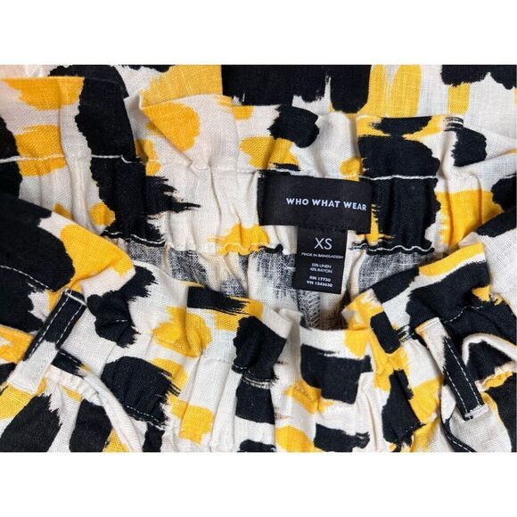 Who What Wear Linen Paperbag Shorts Yellow Animal Print sz XS NWOT - Picture 11 of 13